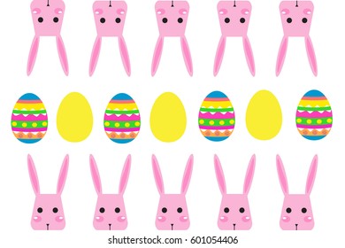 easter bunny and easter eggs.vector illustration