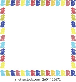 Easter bunny empty square template. Easter rabbit in an empty frame. Spring border with empty space for your text