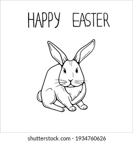 Easter bunny engraving style rabbit illustration