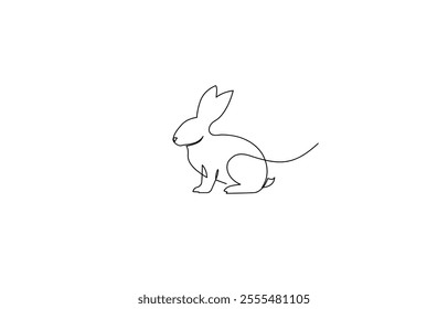 Easter Bunny Face Continuous Single Line Drawing with Editable Stroke, Rabbit continious one line drawing, Easter Bunny Face Continuous Single Line Drawing with Editable Stroke.