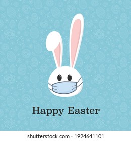 Easter bunny with face mask. Holidays during coronavirus. Vector