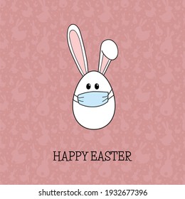 Easter bunny with face mask. Holidays during coronavirus. Vector