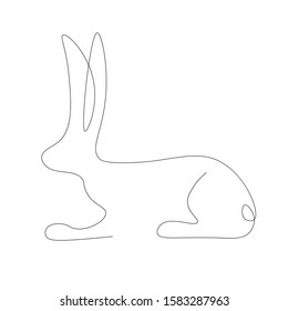 Easter bunny, farm animal continuous line drawing vector illustration