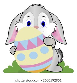Easter bunny flat design. Isolated vector illustration on white background