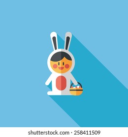 easter bunny flat icon with long shadow,eps10