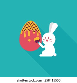 easter bunny flat icon with long shadow,eps10