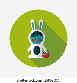 easter bunny flat icon with long shadow,eps10