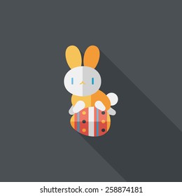 easter bunny flat icon with long shadow,eps10