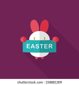 easter bunny flat icon with long shadow,eps10