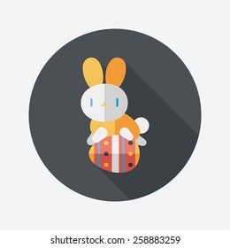 easter bunny flat icon with long shadow,eps10