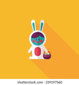 easter bunny flat icon with long shadow,eps10