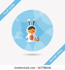 easter bunny flat icon with long shadow,eps10