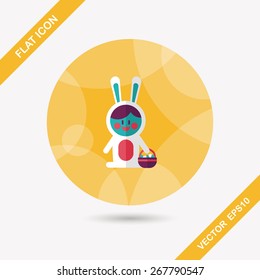 easter bunny flat icon with long shadow,eps10
