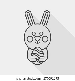 easter bunny flat icon with long shadow, line icon