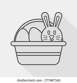 easter bunny flat icon with long shadow, line icon