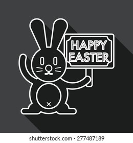 easter bunny flat icon with long shadow, line icon