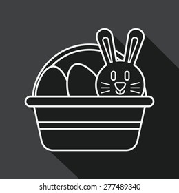 easter bunny flat icon with long shadow, line icon