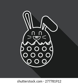 easter bunny flat icon with long shadow, line icon