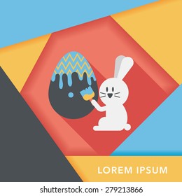 easter bunny flat icon with long shadow,eps10