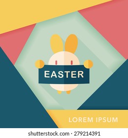 easter bunny flat icon with long shadow,eps10