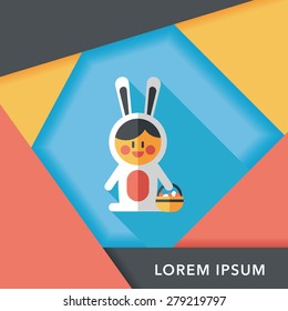 easter bunny flat icon with long shadow,eps10