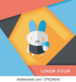 easter bunny flat icon with long shadow,eps10