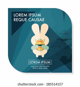 easter bunny flat icon with long shadow,eps10