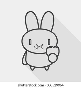 easter bunny flat icon with long shadow, line icon