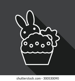 easter bunny flat icon with long shadow, line icon