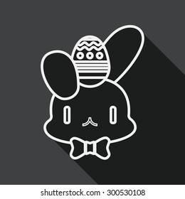 easter bunny flat icon with long shadow, line icon