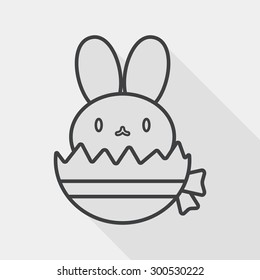 easter bunny flat icon with long shadow, line icon