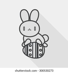 easter bunny flat icon with long shadow, line icon