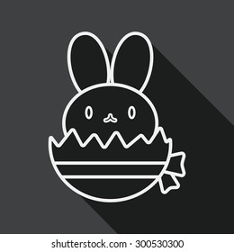 easter bunny flat icon with long shadow, line icon