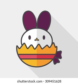 easter bunny flat icon with long shadow, eps10