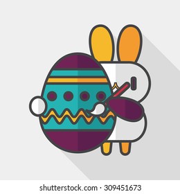 easter bunny flat icon with long shadow, eps10