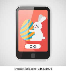 easter bunny flat icon with long shadow,eps10
