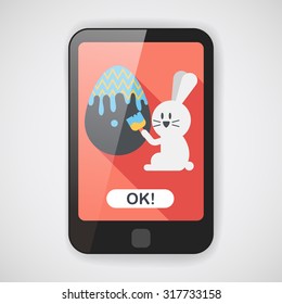 easter bunny flat icon with long shadow,eps10