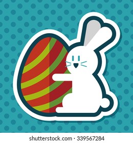 easter bunny flat icon with long shadow,eps10