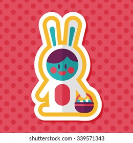 easter bunny flat icon with long shadow,eps10