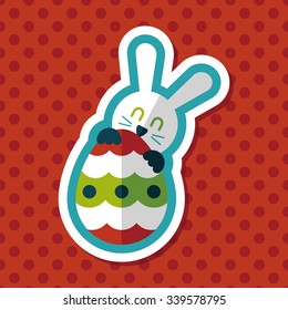 easter bunny flat icon with long shadow,eps10