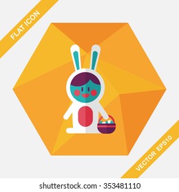 easter bunny flat icon with long shadow,eps10