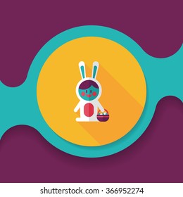 easter bunny flat icon with long shadow,eps10