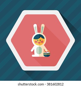 easter bunny flat icon with long shadow,eps10