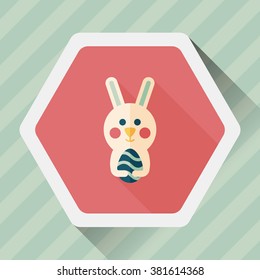 easter bunny flat icon with long shadow,eps10