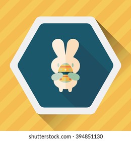 easter bunny flat icon with long shadow,eps10