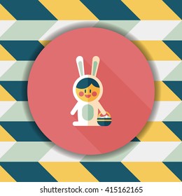 easter bunny flat icon with long shadow,eps10