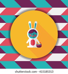 easter bunny flat icon with long shadow,eps10