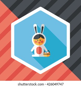 easter bunny flat icon with long shadow,eps10