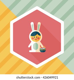 easter bunny flat icon with long shadow,eps10