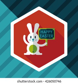 easter bunny flat icon with long shadow,eps10
